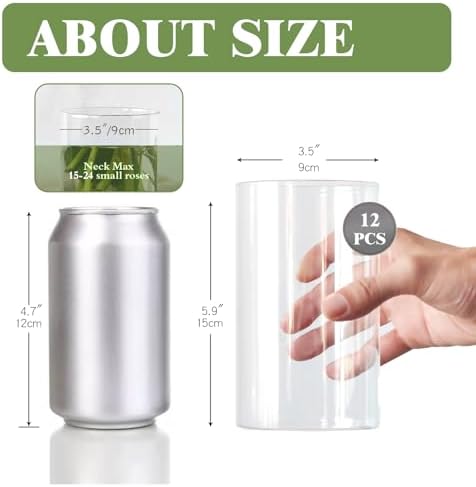 12Pcs Clear Glass Cylinder Vases for Centerpieces and Decor