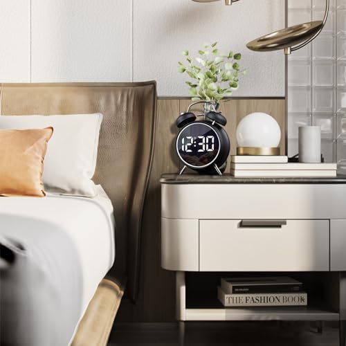JUSTUP Super Loud Digital Alarm Clock with LED Display and Double Bell