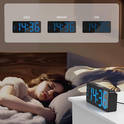 Kwanwa Digital Alarm Clock with 3 Level Dimmer and Battery Backup