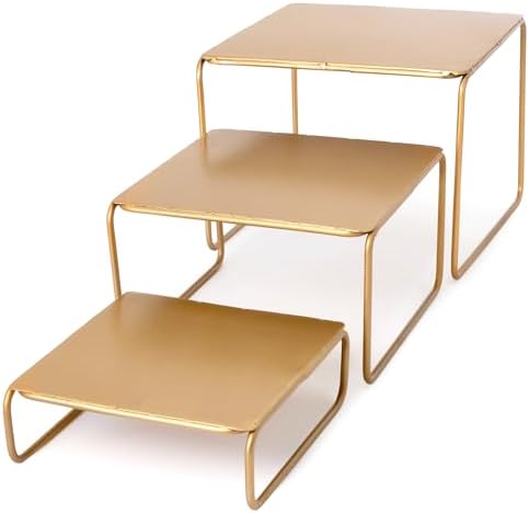 Red Co 3-Piece Gold Metal Nesting Square Display Risers