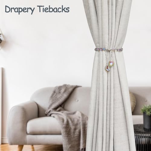 Crystal Beaded Magnetic Curtain Holdbacks 2 Pack Purple