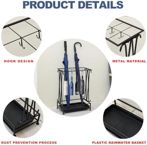 Black Metal Umbrella Stand Indoor Entryway