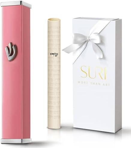 SURI Mezuzah Door Mount with Adhesive Scroll Case