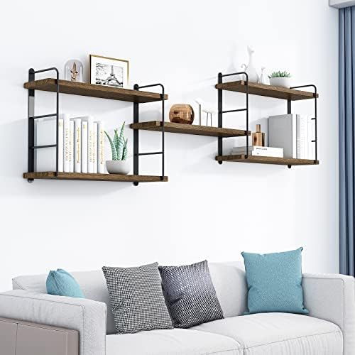 MXCSE Floating Shelves 5pc Brown Wall Mount