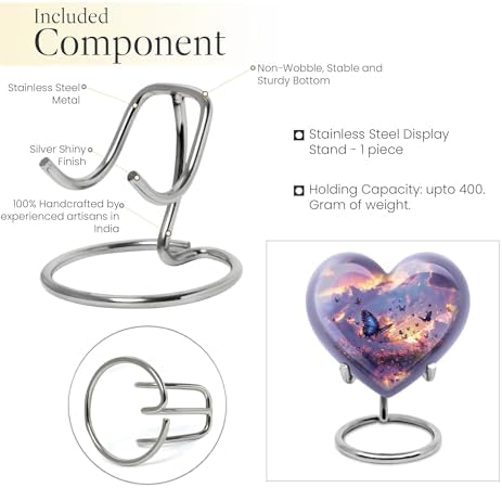 Twilight Butterflies Small Heart Urn - Purple Cremation Keepsake for Human Ashes