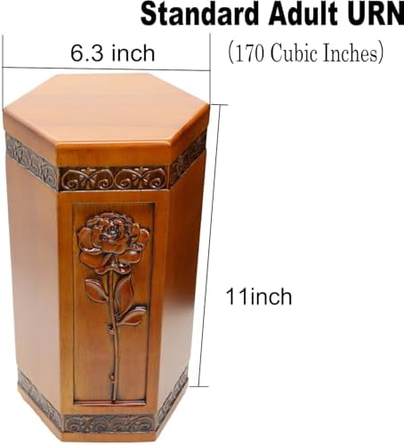 Cremation Urn for Human Ashes - Hand Engraved Rose Design