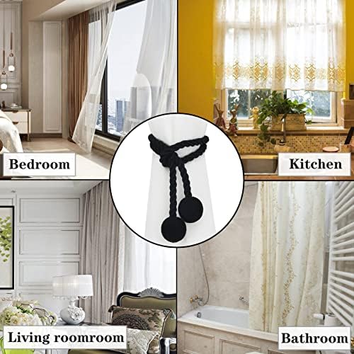 Modern Black Rope Curtain Tiebacks for Drapes