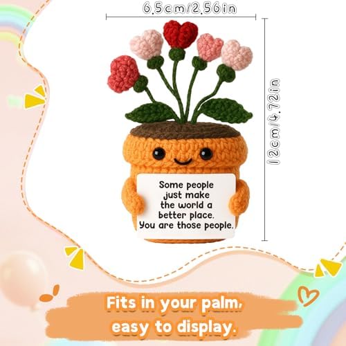 Crochet Heart Flower Plush Quote Gift
