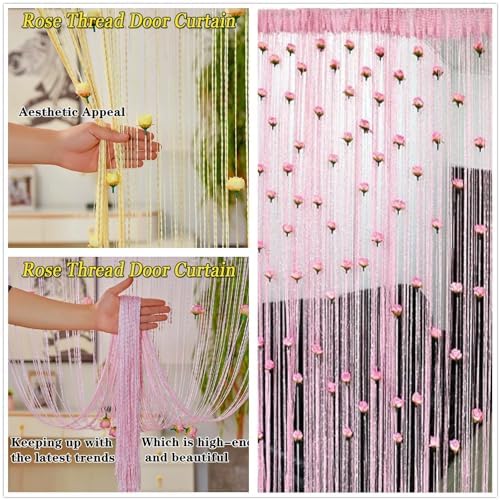 Rose Thread Door Curtain with Decorative Roses