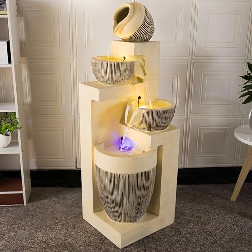 Fengshui Caishen Indoor Water Fountain Yellow