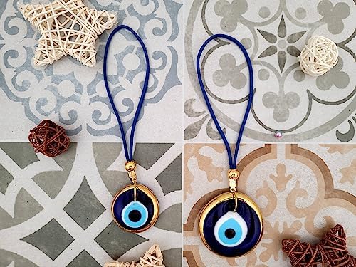Turkish Blue Evil Eye Car Hanging Ornament Set of 2