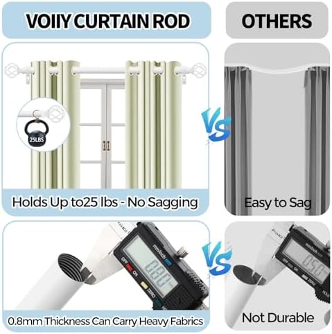 VOIIY 36-72 Inch Curtain Rods with Twisted Cage Finials
