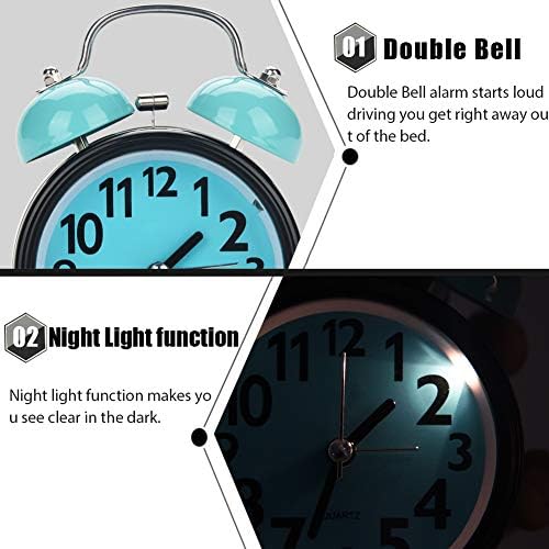 AUNMAS Double Alarm Clock Ultra Quiet Night Light