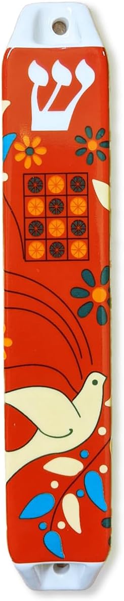Ceramic Mezuzah Red Decorative
