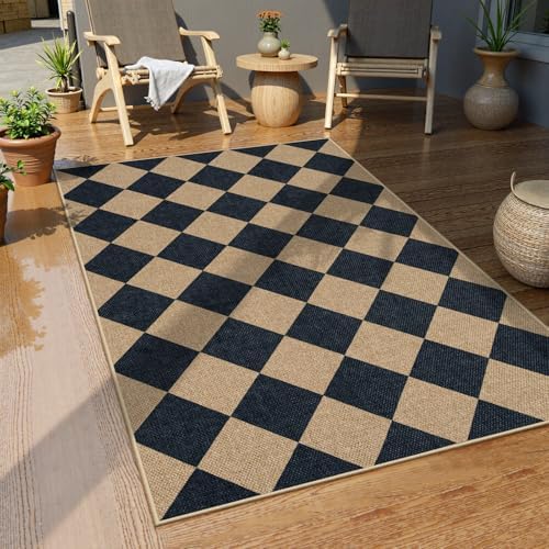Lahome Checkered 3x5 Jute-Like Outdoor Rug