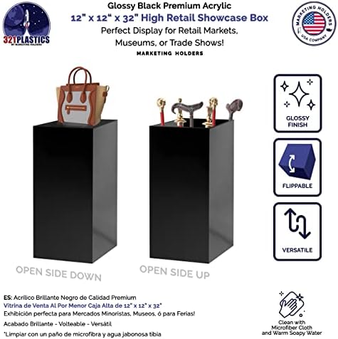 One Piece Acrylic Display Stand Glossy Black 12x12x32