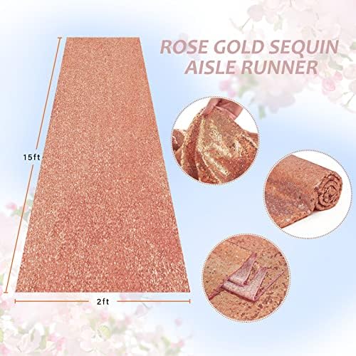 Rose Gold Sequin Aisle Runner Wedding Carpet 2ftx15ft