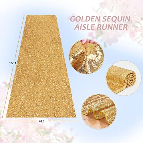 Gold Sequin Aisle Runner 4ft x 15ft Wedding Decor Carpet