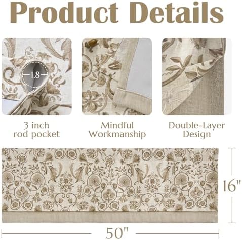Jinchan Double Layer Linen Valance Window Curtain