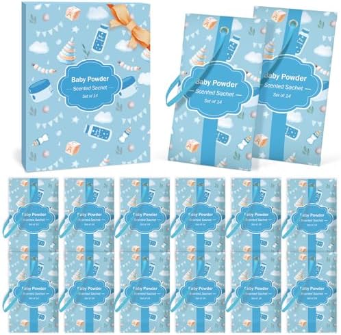 SCENTORINI Scented Sachets Baby Powder 14 Pack for Drawers Closets Cars