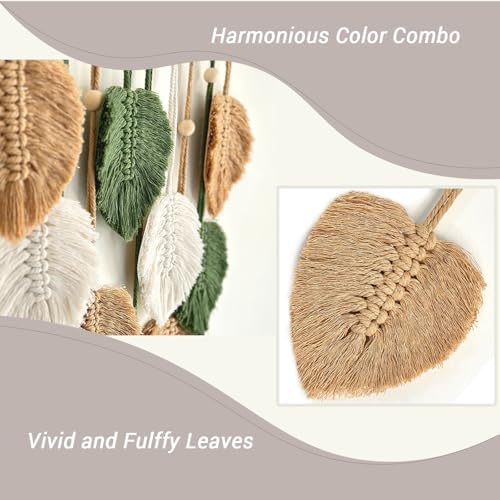TUDRUKU Macrame Leaf Wall Hanging Tapestry