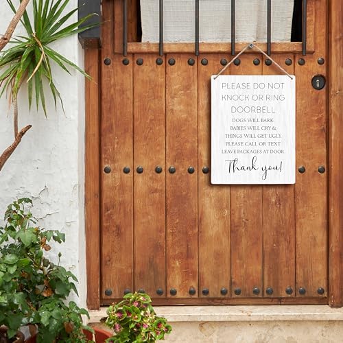 Please Do Not Knock or Ring Doorbell Wooden Sign 8x10