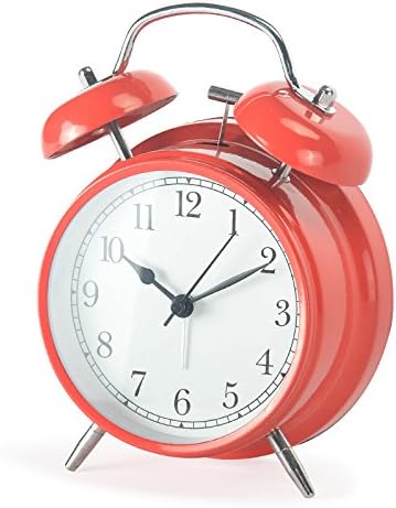 3 4 Retro Twin Bell Alarm Clock with Nightlight and Silent Quartz Movement
