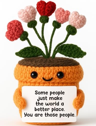 Crochet Heart Flower Plush Quote Gift