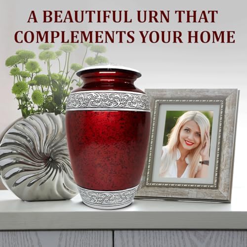 Elegant Cremation Urn Set - 5 Piece Red Urns with Velvet Bags