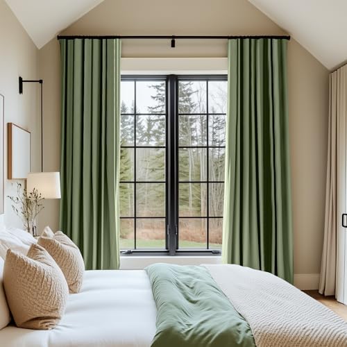Lazzzy Velvet Thermal Insulated Curtain 84 Inch Sage Green