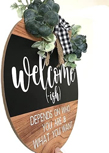 Welcome Sign Front Door Decor 12 Inch Wood Wreath