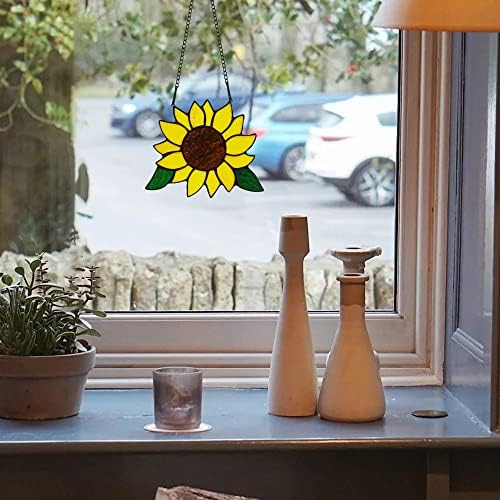 Stained Glass Sunflower Window Hanging Decor