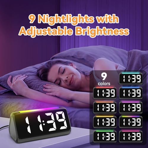 Netzu Alarm Clock for Heavy Sleepers with Vibrating Pad and RGB Display