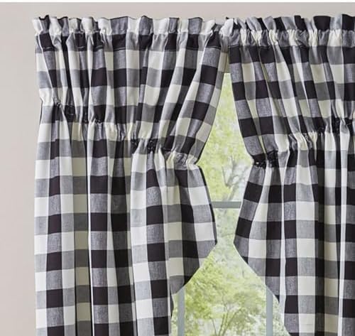 Park Designs Black Buffalo Check Lined Valance Swag 72x63