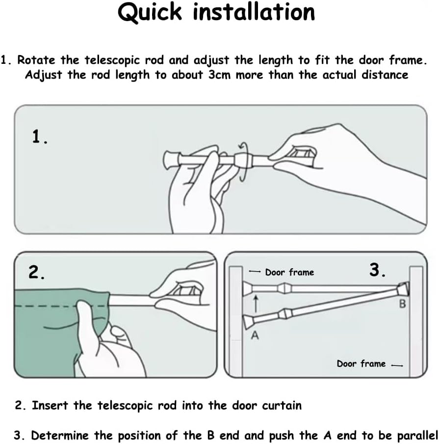 Japanese Noren Door Curtain with Telescopic Rod