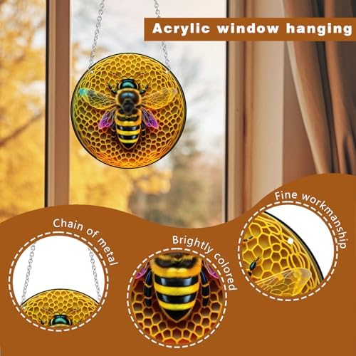 Bee Acrylic Window Hanging Decor Suncatcher