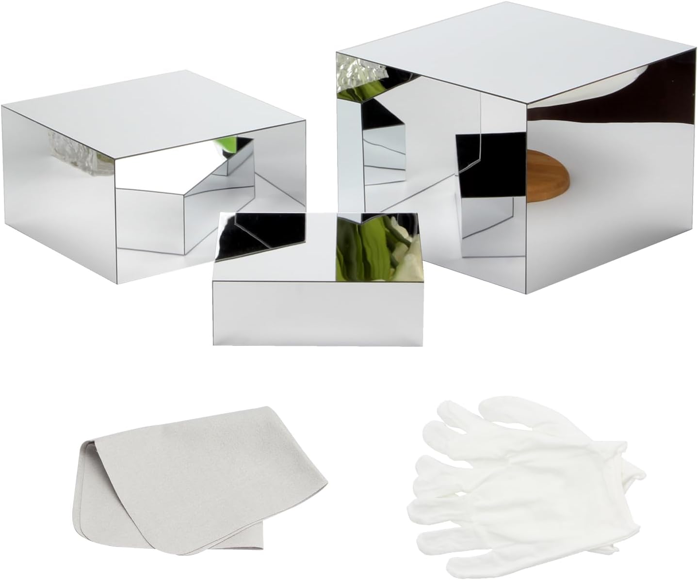 Acrylic Silver Mirror Display Riser Set of 3