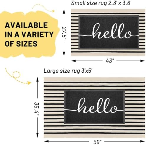 KILOCOCO Beige Striped 3x5 Area Rug