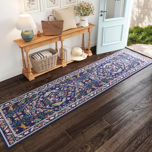Rugcomf Floral Washable Kitchen Runner Rug
