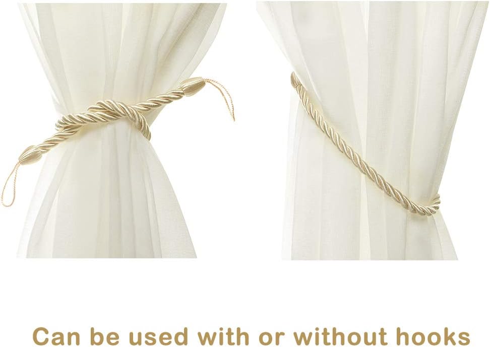 BEL AVENIR Curtain Tiebacks with 2 Metal Hooks 2 Pack