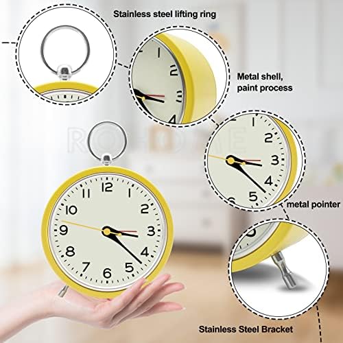 Rohome Yellow Small Silent Alarm Clock with Night Light