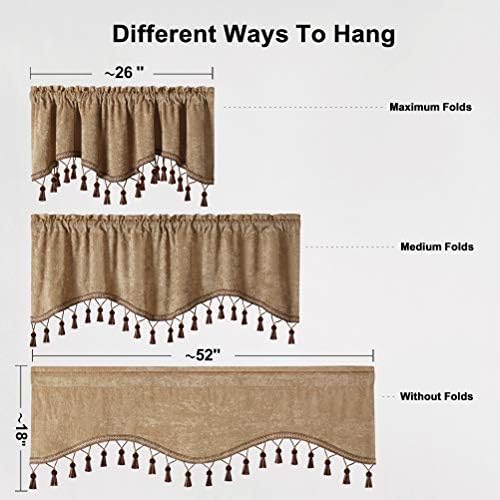 ELKCA Double-Sided Chenille Valance for Kitchen and Living Room