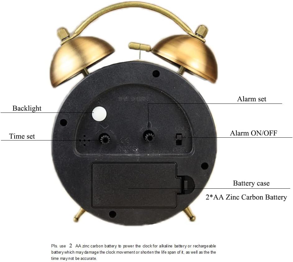 Maxspace Metal Golden Table Clock with Loud Alarm