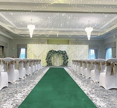 Green Velvet Aisle Runner 25ft x 15ft for Wedding Ceremony