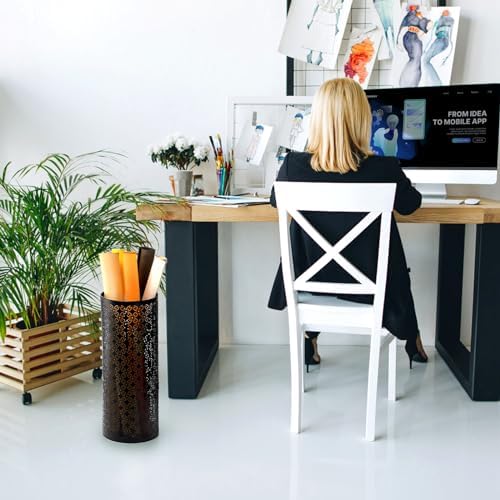 Hacaroa Black Metal Round Umbrella Stand Rack