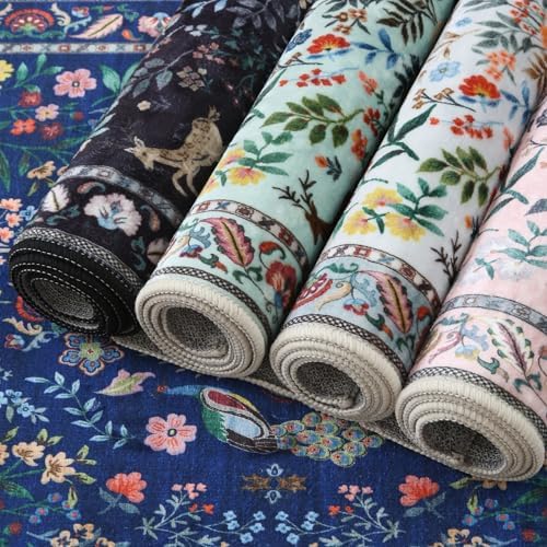 Rugcomf Floral Washable Kitchen Runner Rug