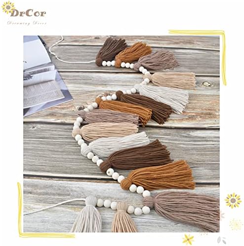 DrCor Boho Tassel Garland - Terracotta Rainbow Wall Decor