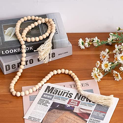 DECORKEY Rustic Wood Beads Garland 58 Inch Boho Decor