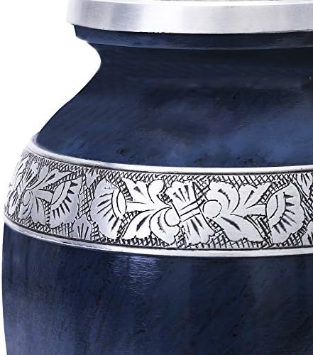 GSM Brands Cremation Urn with Blue Design and Extra Large Capacity