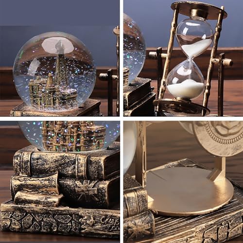 LED Music Snow Globe with Eiffel Tower and Hourglass